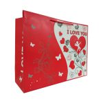 ساک دستی کاغذی با طرح عاشقانه با طرح قلب و پیام ‘I Love You’.