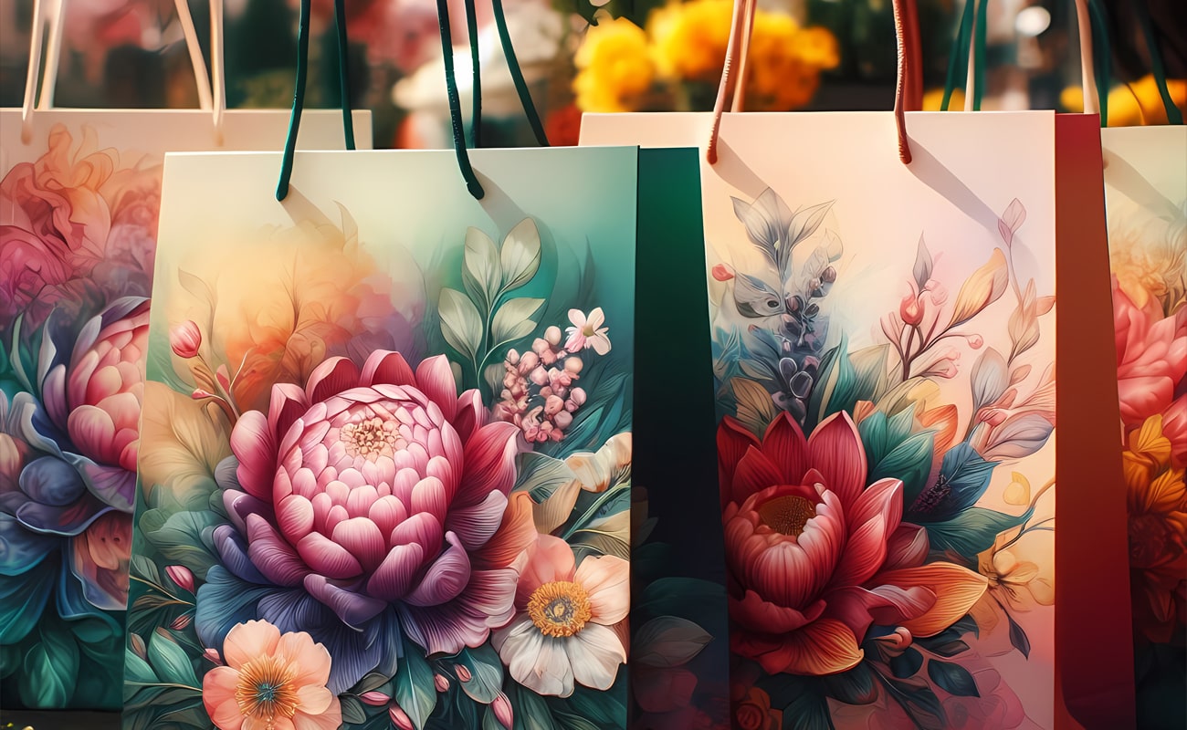 ساک دستی کاغذی گلدار با طراحی شیک و پایدار برای کاهش آلودگی محیط زیست