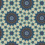 کاغذ کادوی سنتی با طرح هندسی اسلیمی آبی و کرم | خاص و هنری.