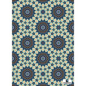کاغذ کادو لوکس با طرح اسلیمی هندسی | ترکیب زیبای آبی و کرم.