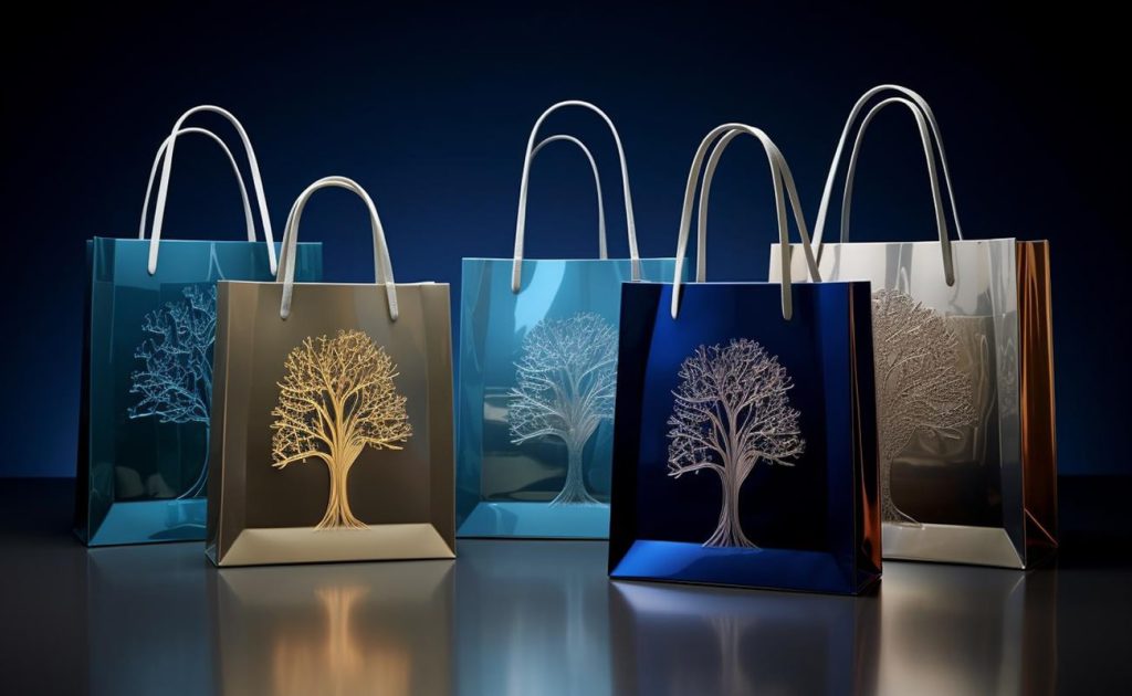 کیسه های هدیه براق با طرح درخت طلایی | جذاب و مدرن.
