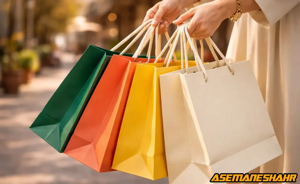 ساک‌ دستی رنگی خرید با بند کنفی در استفاده روزمره.