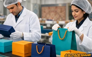 کنترل کیفیت ساک‌ کاغذی و جعبه بسته‌ بندی در فرآیند تولید.