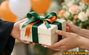 اهدای جعبه هدیه بسته‌ بندی‌ شده در مراسم جشن و مناسبت رسمی