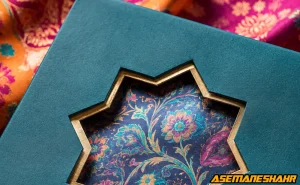برش پنجره‌ ای ستاره‌ ای با لبه طلایی روی جعبه سبز به کمک تیغ دایکات.